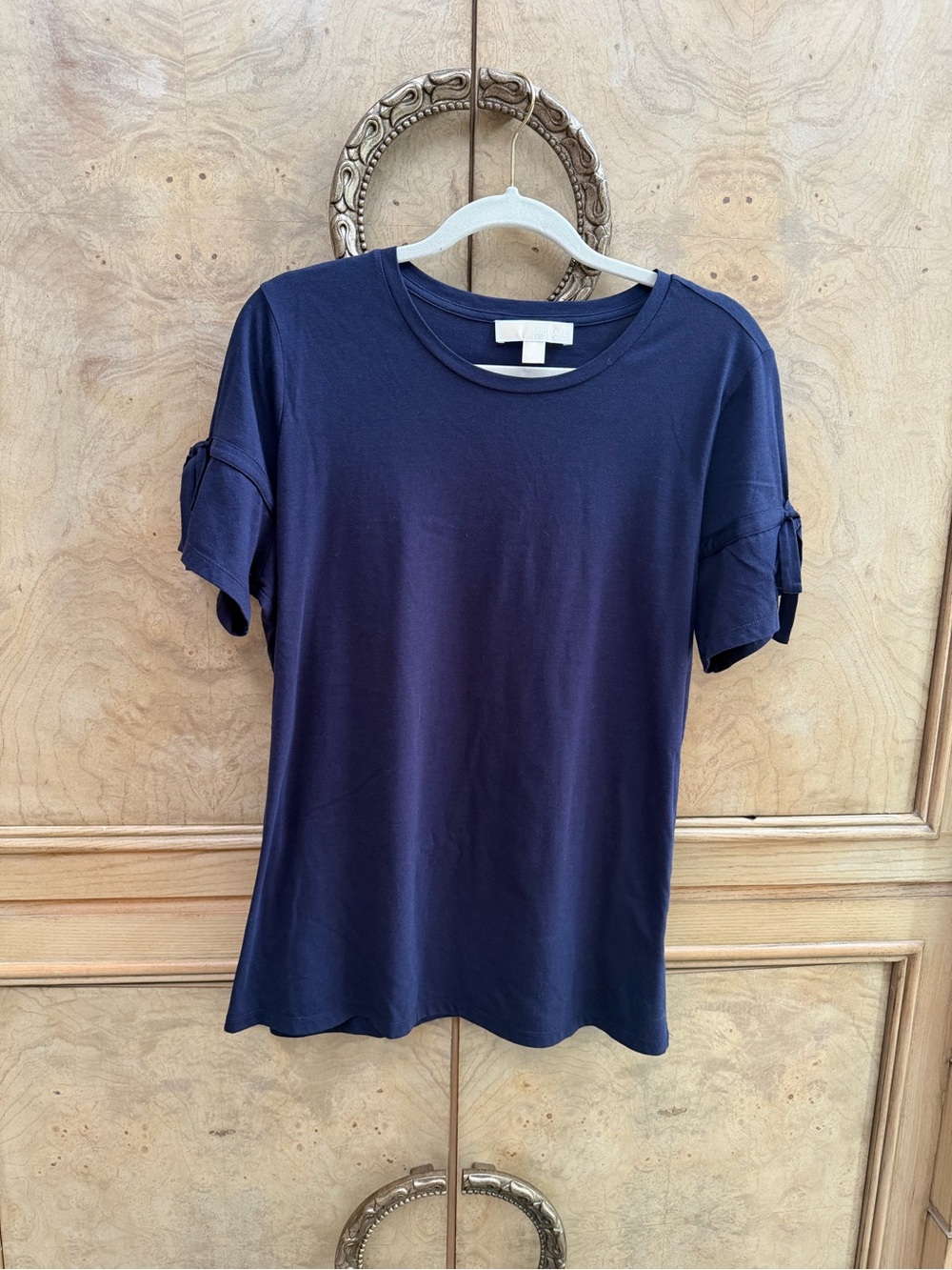 Michael Kors Navy Short Sleeve Tie-Detail Tee